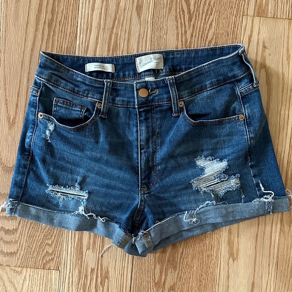 Universal Thread High Rise Midi size 8/29 Distressed Jean Shorts